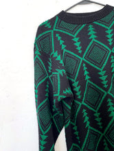 Load image into Gallery viewer, Vintage 80s Metallic Green and Black Graphic Sweater