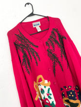 Load image into Gallery viewer, Vintage 80s Under The Tree Oversized Ugly Christmas Sweater Cardigan