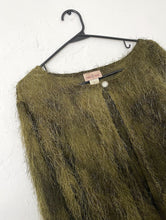 Load image into Gallery viewer, Vintage Y2k Fuzzy Olive Green Cardigan