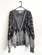 Load image into Gallery viewer, Vintage 90s Grey Zig Zag Print Cozy Knit Cardigan