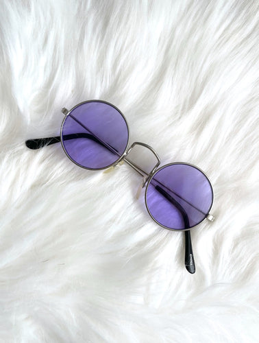 Vintage Y2K Round Purple Tinted Sunglasses