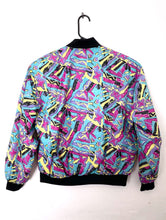 Load image into Gallery viewer, Vintage 90s Nylon Colorful Printed Bomber Jacket Nylon Small Memphis Neon