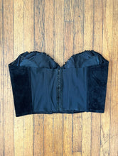 Load image into Gallery viewer, Vintage Cropped Black Velvet Sequined Bustier Bra Top