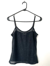 Load image into Gallery viewer, Disco Queen Vintage 70s Sheer Black Sparkle Tank