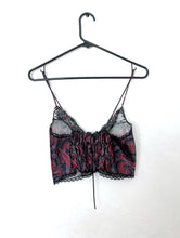 Load image into Gallery viewer, Vintage 80s Tie Front Paisley Print Bralette Top