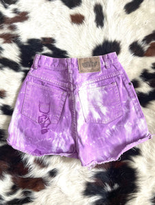 Vintage 90s High-Waist Purple Tie Dyed Denim Shorts -- Size 26