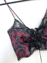 Load image into Gallery viewer, Vintage 80s Tie Front Paisley Print Bralette Top