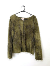 Load image into Gallery viewer, Vintage Y2k Fuzzy Olive Green Cardigan