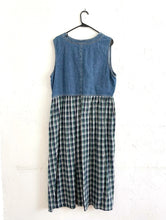 Load image into Gallery viewer, Vintage 90s Denim and Flannel Plaid Maxi Dress