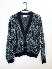 Load image into Gallery viewer, Vintage Blue and White Printed Cozy Knit Cardigan