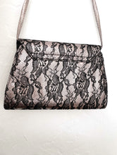 Load image into Gallery viewer, Vintage 80s Metallic Bronze and Black Lace Crossbody Purse