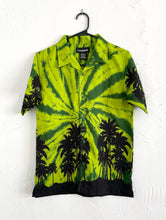 Load image into Gallery viewer, Vintage Y2K Lime Green Tie Dye Palm Tree Design Button Down Top