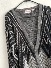 Load image into Gallery viewer, Vintage 90s Grey Zig Zag Print Cozy Knit Cardigan