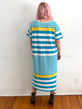Load image into Gallery viewer, Vintage 80s Edison Island Striped Sailboat Design Maxi Dress