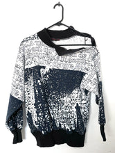 Load image into Gallery viewer, Vintage 80s Abstract Black and White French Velcro Sweatshirt