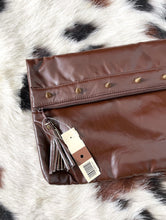 Load image into Gallery viewer, Vintage 80s Studded Brown Faux Leather Clutch