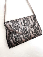 Load image into Gallery viewer, Vintage 80s Metallic Bronze and Black Lace Crossbody Purse