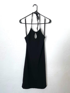 Vintage Y2K Black Halter Bodycon Mini Dress