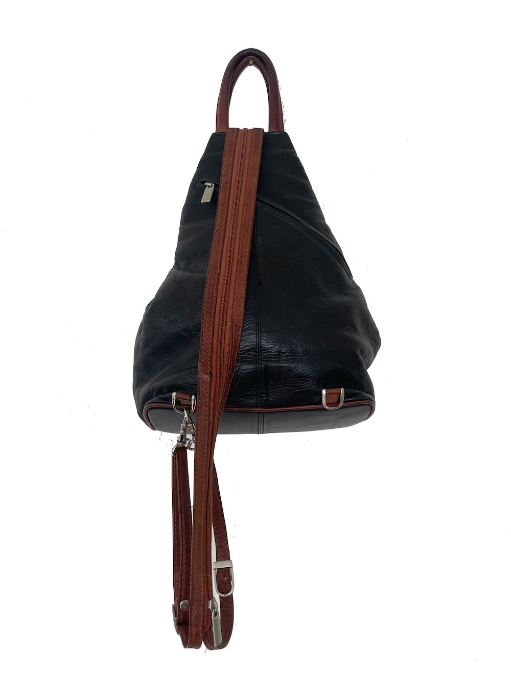 90s backpack leather purse Vintage 90s Black and Brown Leather Backpack – Total Recall Vintage