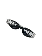 Load image into Gallery viewer, Vintage Y2K Silver and Black Oval Sunglasses Rave Wrap Around 2000s