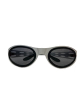 Load image into Gallery viewer, Vintage Y2K Silver and Black Oval Sunglasses Rave Wrap Around 2000s