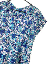Load image into Gallery viewer, Vintage 70s Long Blue Floral Print Dress