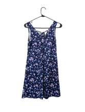 Load image into Gallery viewer, Vintage 90s Purple and Blue Floral Print Mini Dress Spring Festival