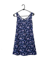 Load image into Gallery viewer, Vintage 90s Purple and Blue Floral Print Mini Dress Spring Festival
