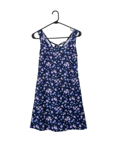 Vintage 90s Purple and Blue Floral Print Mini Dress – Total Recall Vintage