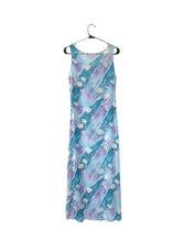 Load image into Gallery viewer, 90s Vintage Blue and Purple Floral Print Maxi Dress