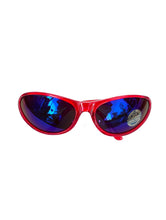 Load image into Gallery viewer, Vintage Y2K Red and Blue Wraparound Sunglasses Rave 2000s