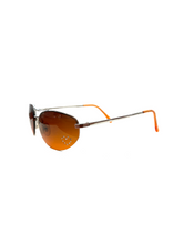 Load image into Gallery viewer, Vintage Y2K Brown Ombre Rhinestone Heart Aviator Sunglasses