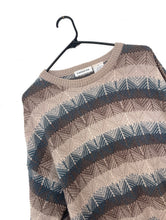 Load image into Gallery viewer, Vintage 90s Cozy Oversized Taupe and Blue Graphic Sweater