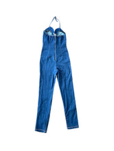 Load image into Gallery viewer, Vintage 90s Denim Lace Up Halter Jumpsuit