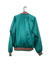 Load image into Gallery viewer, Vintage 90s Teal Miami Dolphins Varsity-Style Satin Jacket Chalk Line Retro