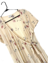 Load image into Gallery viewer, Vintage 90s Pale Yellow Long Floral Print Wrap Dress
