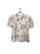 Load image into Gallery viewer, Vintage 80s Cabbage Rose Print Peplum Top