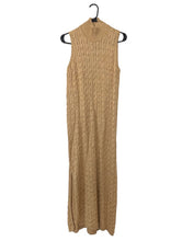 Load image into Gallery viewer, Vintage 90s Metallic Gold Chunky Knit Turtleneck Midi Dress