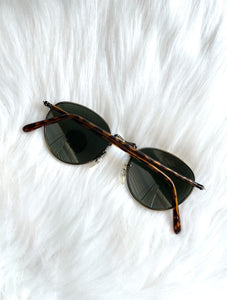Vintage Round Skinny Tortoiseshell Sunglasses