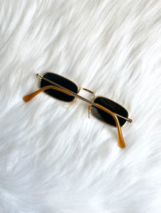 Vintage 90s Small Square Gold Sunglasses Rave