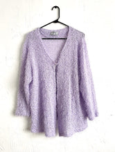 Load image into Gallery viewer, Vintage Y2K Purple Fuzzy Tie Front Cardigan