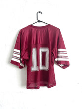 Load image into Gallery viewer, Vintage 80s Maroon Mesh Football Jersey Top Retro 70s Cropped