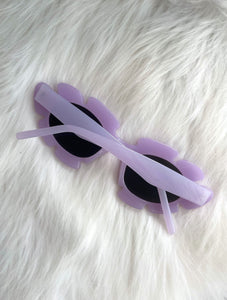 In Bloom Purple Flower Sunglasses Retro Round 60s