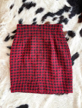 Load image into Gallery viewer, Too Cool for School Vintage 90s Red and Black Checkered Textured Mini Skirt
