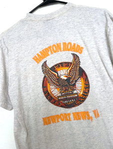 Vintage 90s Grey Eagle Design Harley Pocket Tee