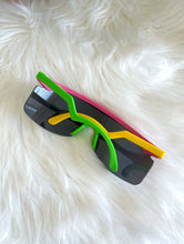 Load image into Gallery viewer, Vintage 90s Hot Pink and Neon Green Colorful Reflective Tint Shield Sunglasses