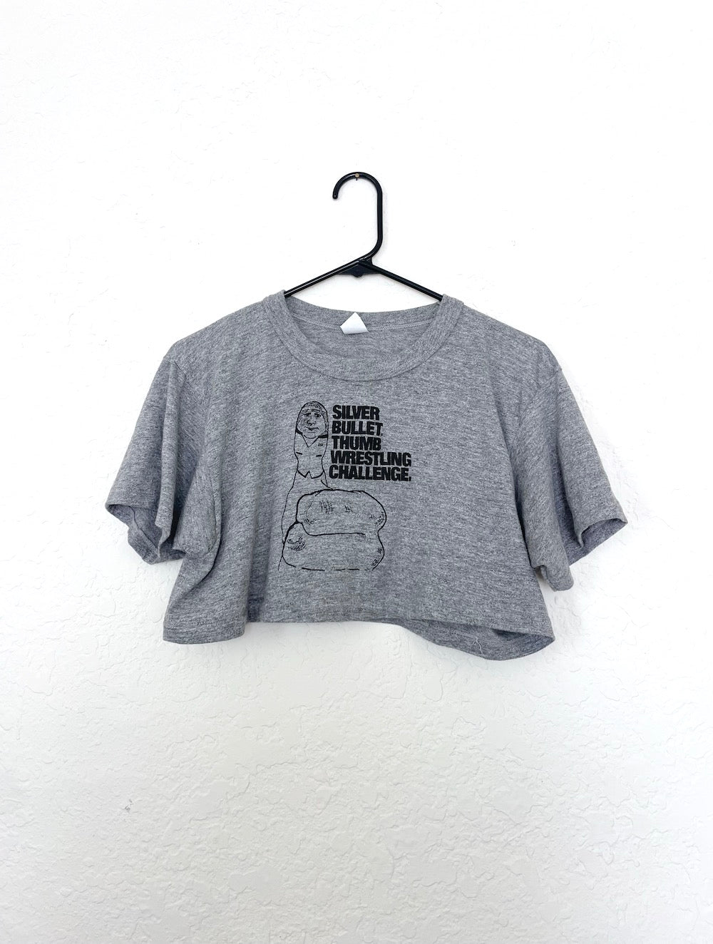 Vintage 80s Coors Thumb Wrestling Challenge Cropped Tee Crop Top Retro Beer