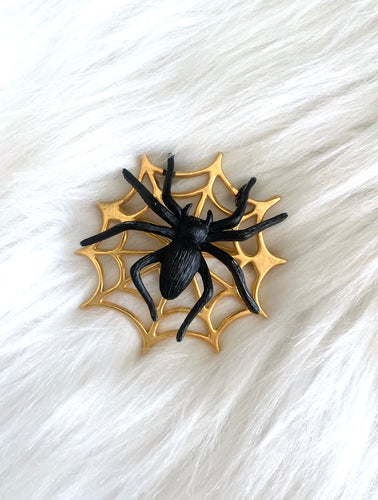 Vintage 90s Gold Halloween Spider Pin Spooky