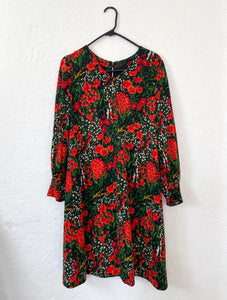 Vintage 70s Long Sleeve Floral Print Dress