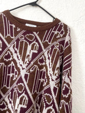 Load image into Gallery viewer, Vintage 90s Cozy Oversized Purple and Brown Sweater